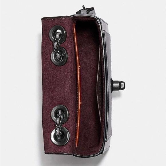 Coach Madison Shoulder Bag 16 Granite Gray Suede Leather with Gunmetal Hardware - Picture 10 of 10